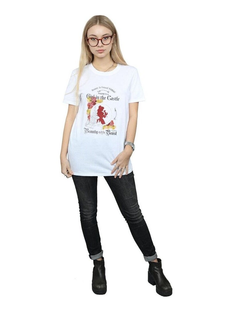 Disney - T-shirt La Belle et la Bête GIRL IN THE Blanc - Kiabi