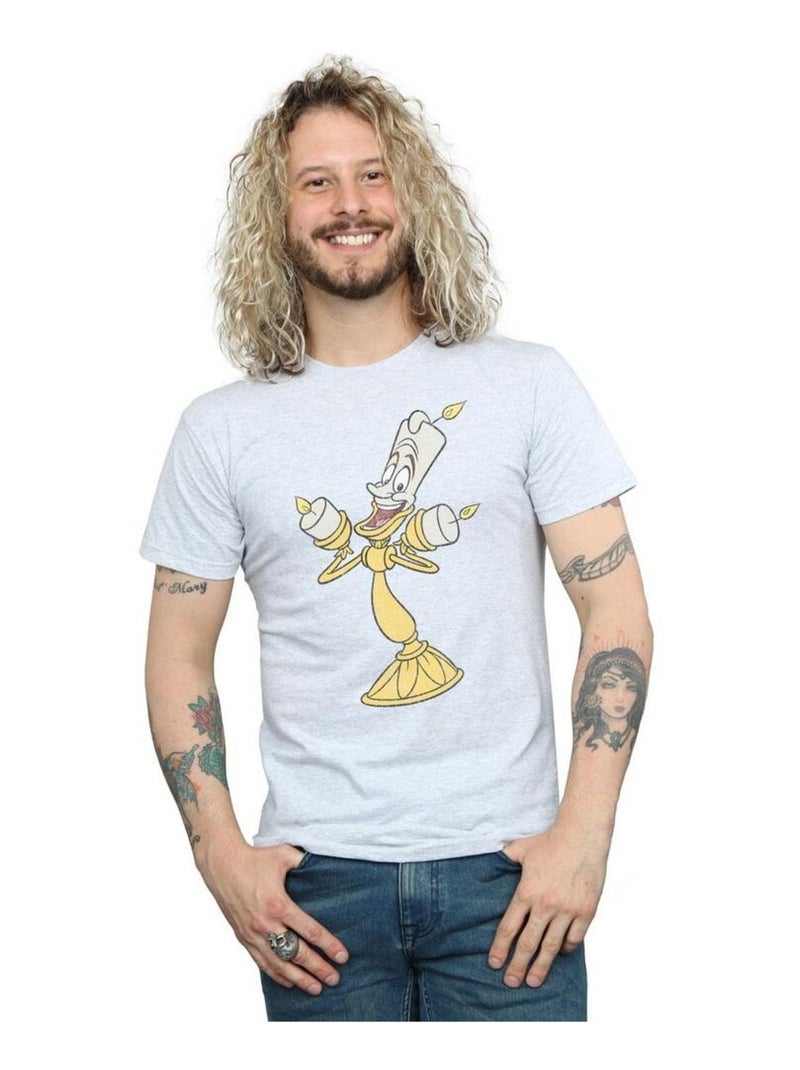 Disney - T-shirt La Belle et la Bête Gris chiné - Kiabi