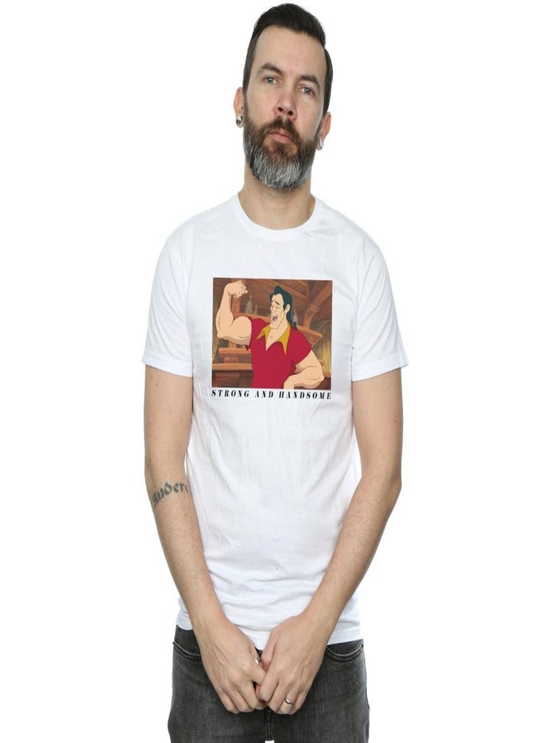 Disney - T-shirt La Belle et la Bête HANDSOME BRUTE Blanc - Kiabi