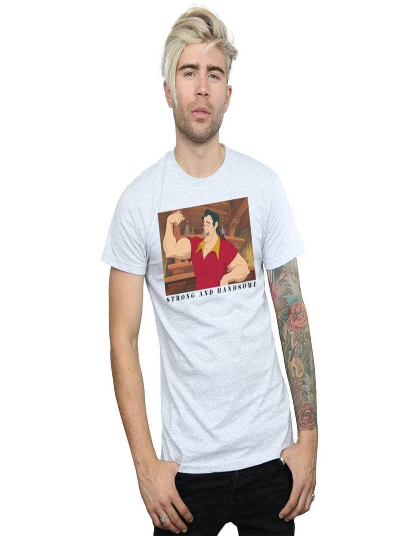 Disney - T-shirt La Belle et la Bête HANDSOME BRUTE Gris chiné - Kiabi