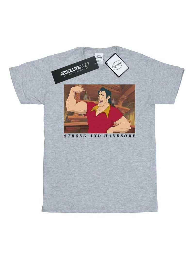 Disney - T-shirt La Belle et la Bête HANDSOME BRUTE Gris chiné - Kiabi