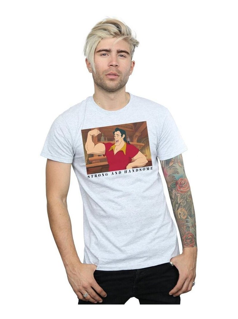 Disney - T-shirt La Belle et la Bête HANDSOME BRUTE Gris chiné - Kiabi