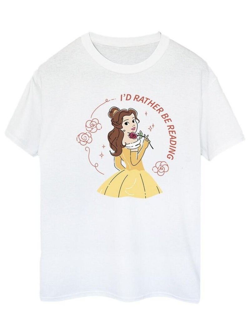 Disney - T-shirt La Belle et la Bête I'D RATHER BE READING Blanc - Kiabi