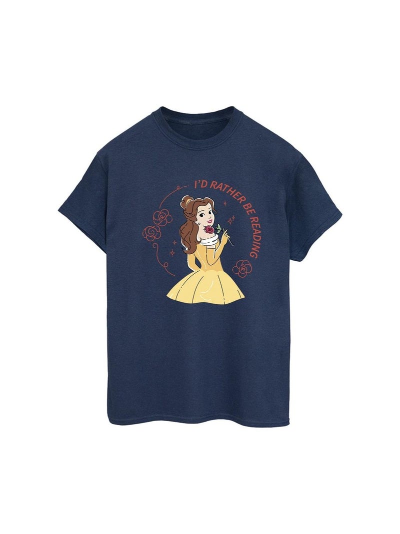Disney - T-shirt La Belle et la Bête I'D RATHER BE READING Bleu marine - Kiabi