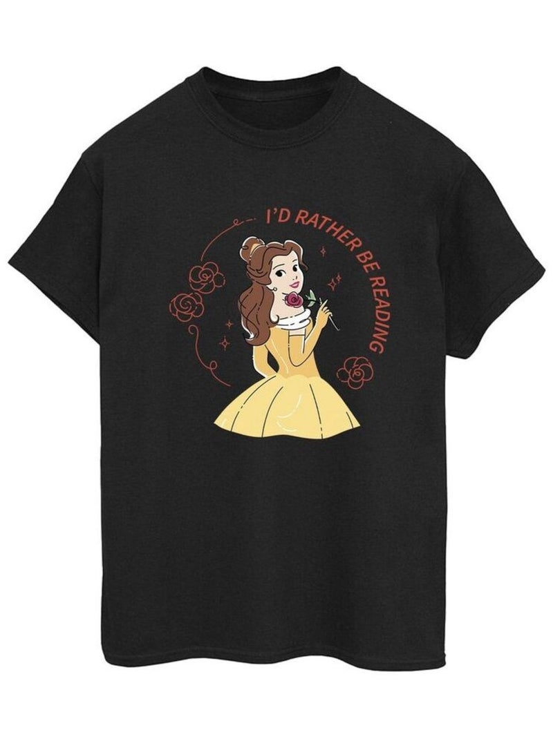 Disney - T-shirt La Belle et la Bête I'D RATHER BE READING Noir - Kiabi