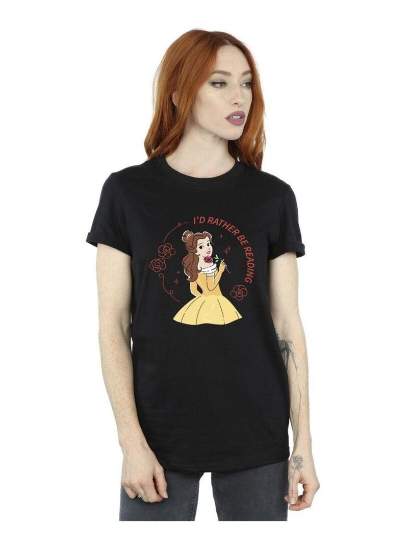 Disney - T-shirt La Belle et la Bête I'D RATHER BE READING Noir - Kiabi