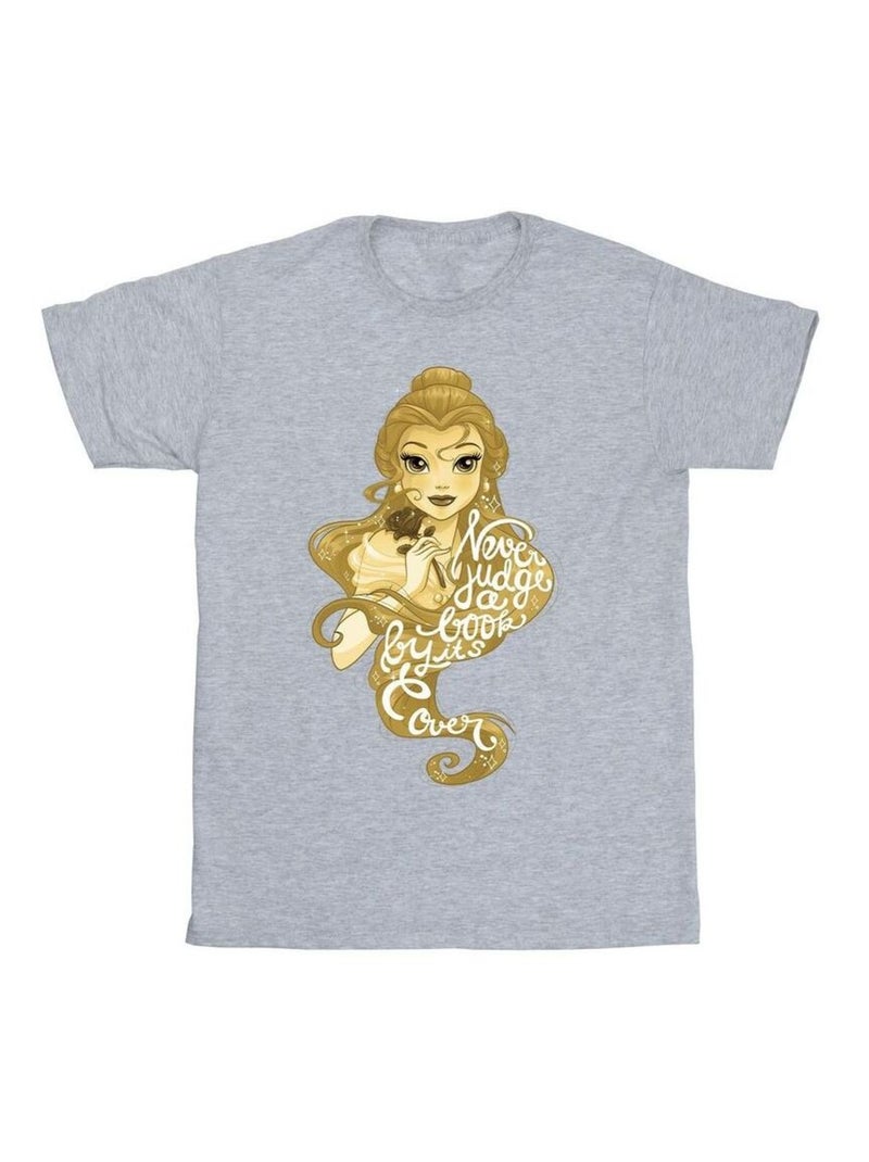 Disney - T-shirt La Belle et la Bête NEVER JUDGE Gris chiné - Kiabi