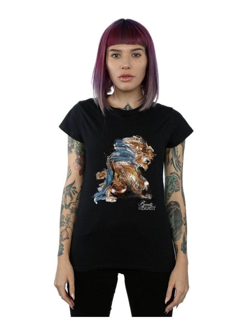 Disney - T-shirt La Belle et la Bête Noir - Kiabi