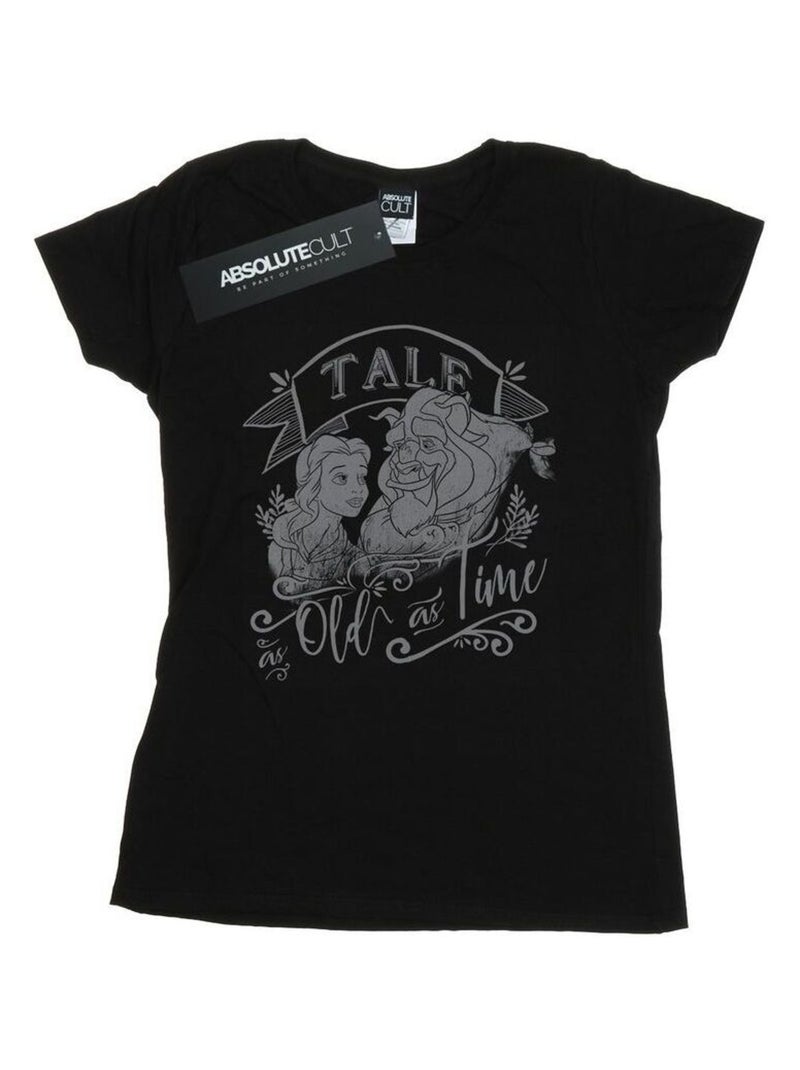 Disney - T-shirt La Belle et la Bête TALE AS OLD AS TIME Noir - Kiabi