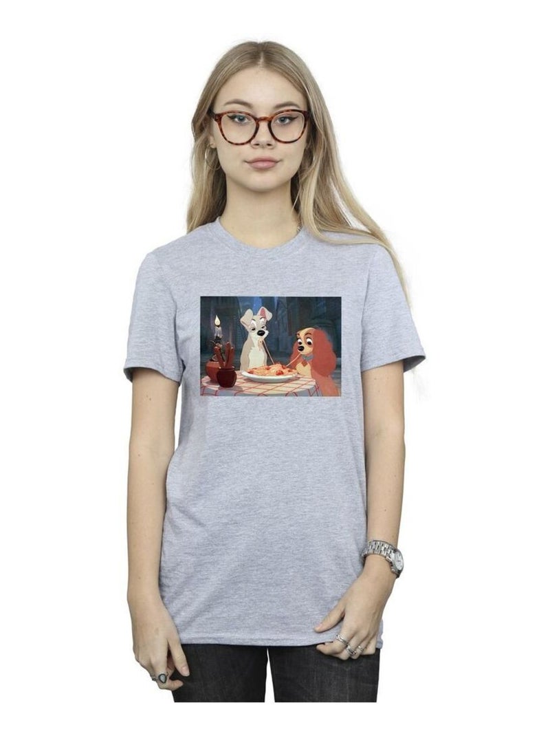 Disney - T-shirt La Belle et le Clochard Gris chiné - Kiabi