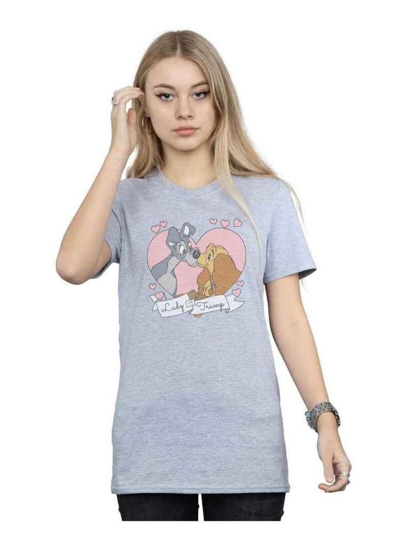 Disney - T-shirt La Belle et le Clochard Gris chiné - Kiabi