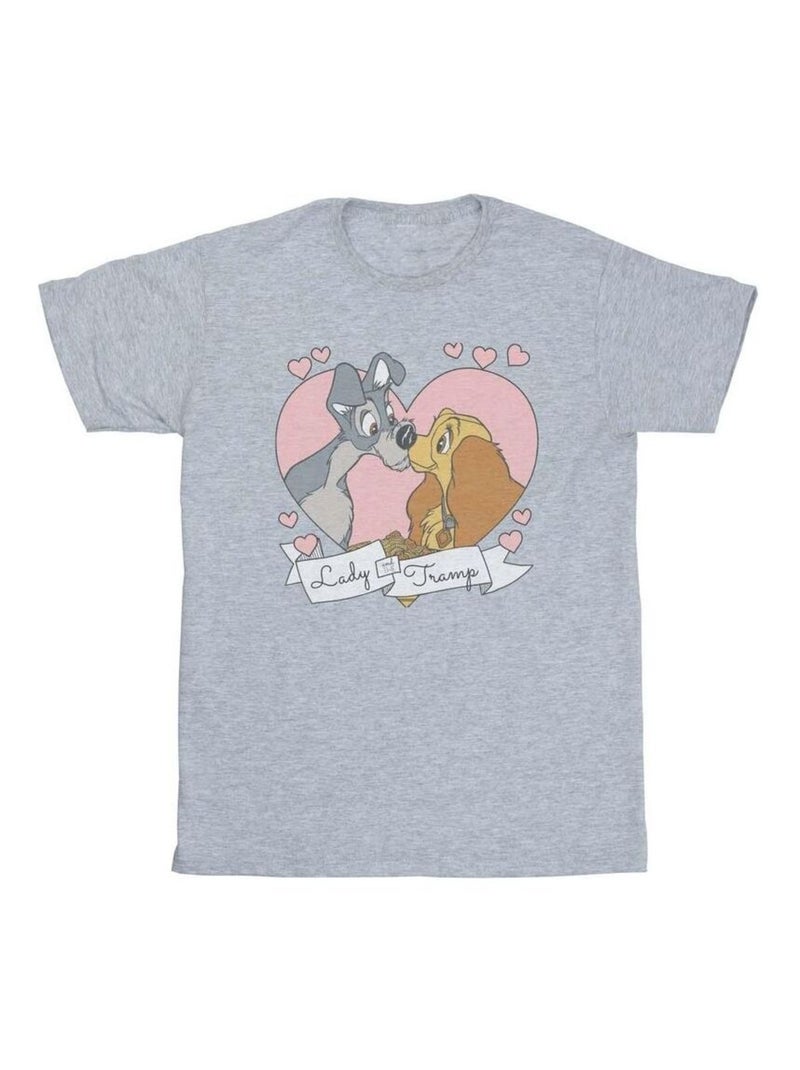 Disney - T-shirt La Belle et le Clochard Gris chiné - Kiabi