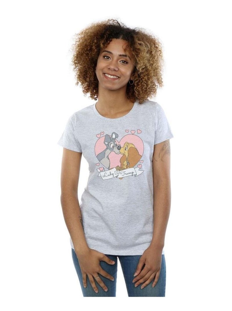 Disney - T-shirt La Belle et le Clochard Gris chiné - Kiabi
