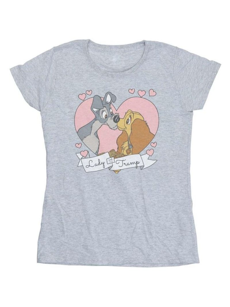 Disney - T-shirt La Belle et le Clochard Gris chiné - Kiabi