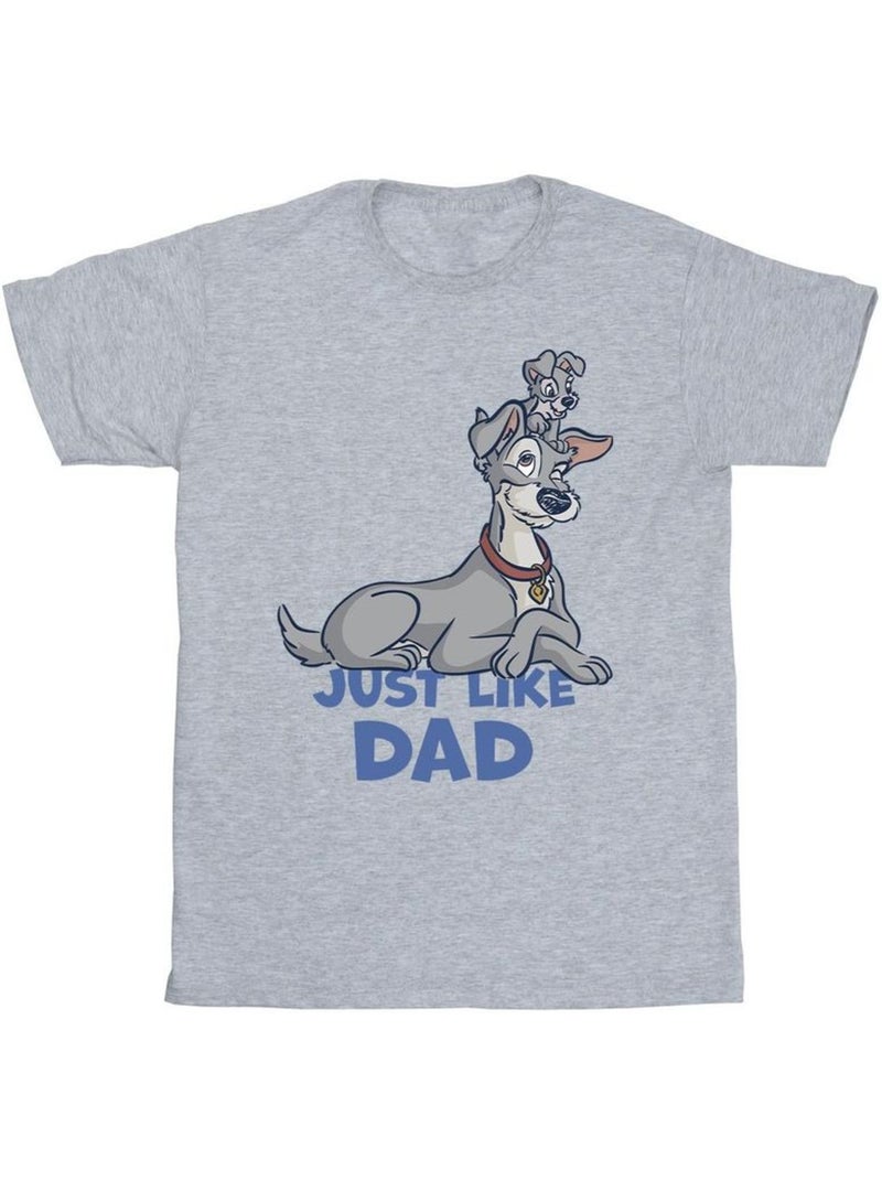 Disney - T-shirt La Belle et le Clochard JUST LIKE DAD Gris chiné - Kiabi