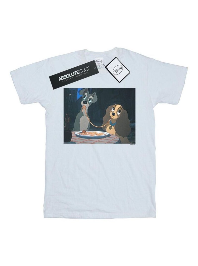 Disney - T-shirt La Belle et le Clochard SPAGHETTI SLURP Blanc - Kiabi