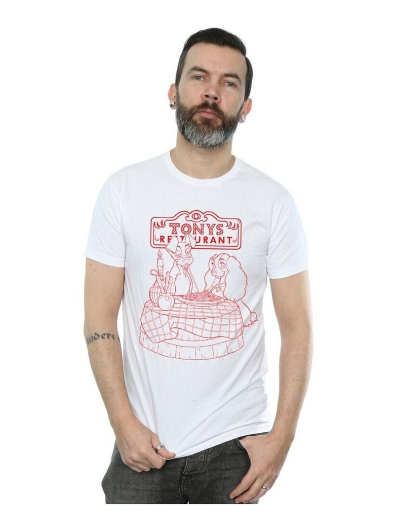 Disney - T-shirt La Belle et le Clochard THAT'S AMORE Blanc - Kiabi