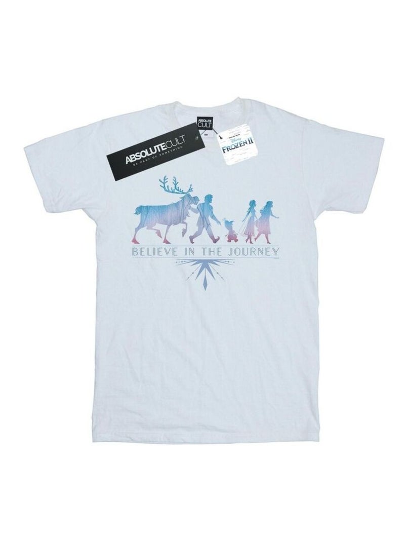Disney - T-shirt La Reine des Neiges BELIEVE IN THE JOURNEY Blanc - Kiabi
