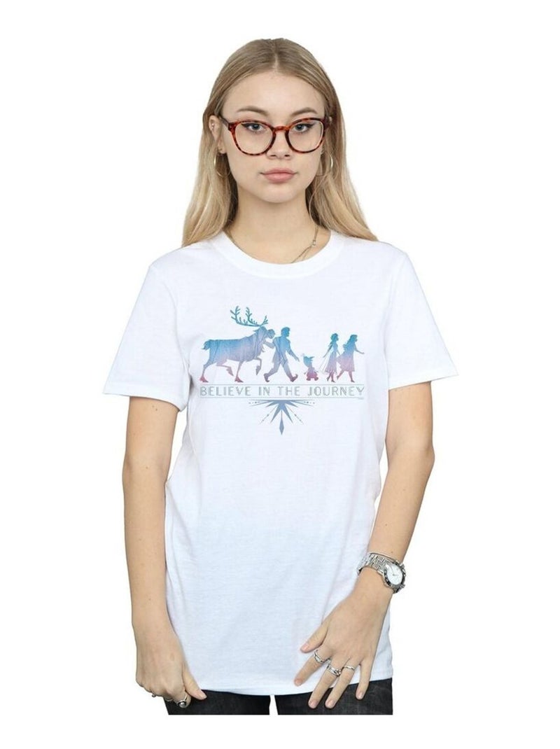 Disney - T-shirt La Reine des Neiges BELIEVE IN THE JOURNEY Blanc - Kiabi