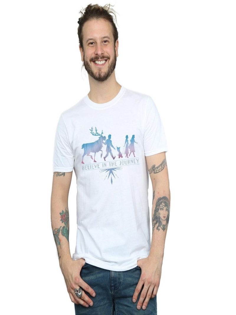 Disney - T-shirt La Reine des Neiges BELIEVE IN THE JOURNEY Blanc - Kiabi
