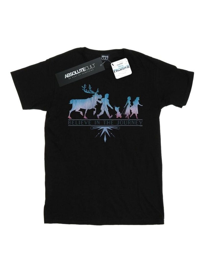 Disney - T-shirt La Reine des Neiges BELIEVE IN THE JOURNEY Noir - Kiabi
