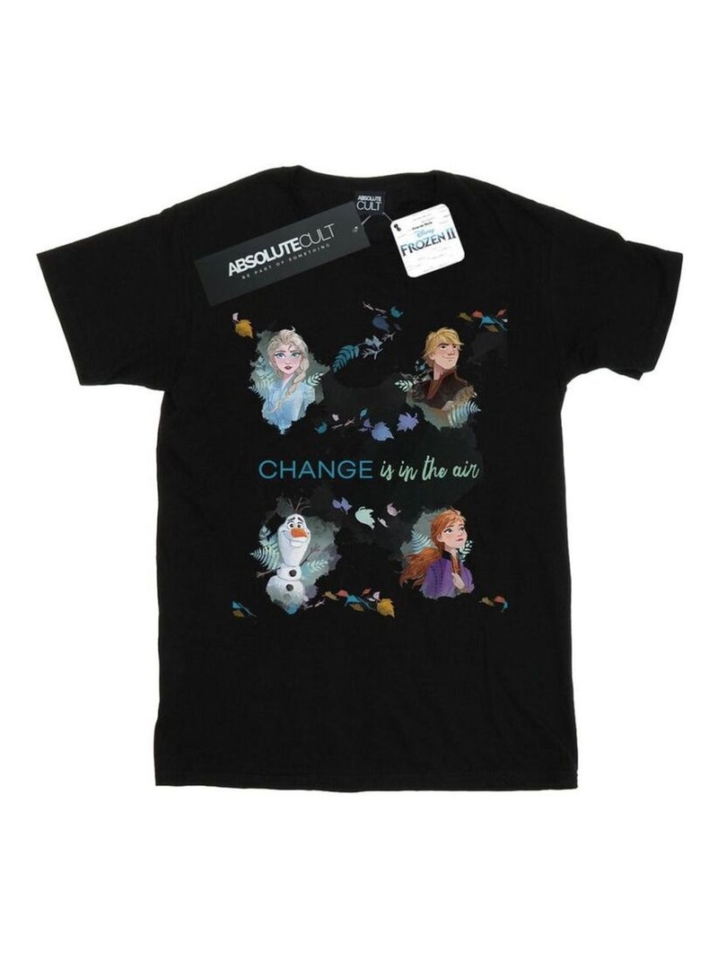 Disney - T-shirt La Reine des Neiges CHANGE IS IN THE AIR Noir - Kiabi