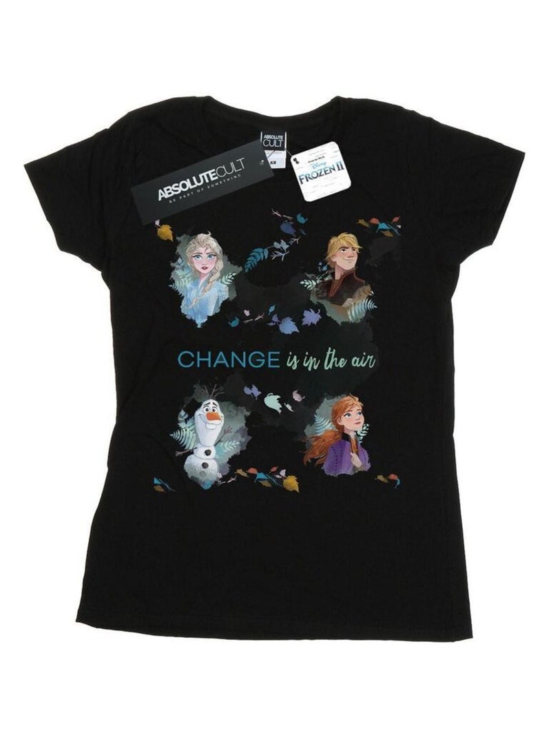 Disney - T-shirt La Reine des Neiges CHANGE IS IN THE AIR Noir - Kiabi