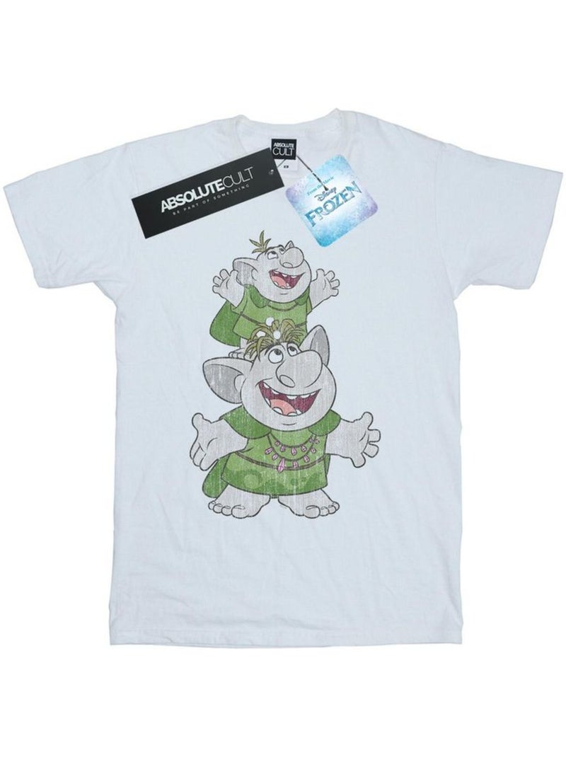 Disney - T-shirt La Reine des Neiges HANDSTACKING Les Trolls Blanc - Kiabi