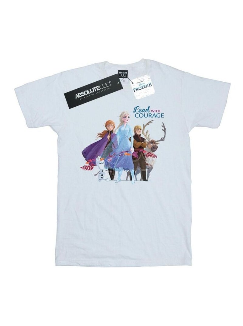 Disney - T-shirt La Reine des Neiges LEAD COURAGE Blanc - Kiabi