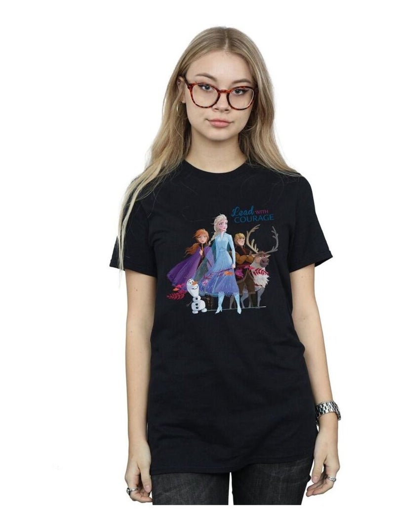 Disney - T-shirt La Reine des Neiges LEAD COURAGE Noir - Kiabi