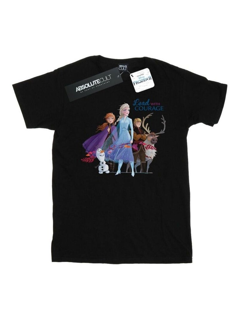 Disney - T-shirt La Reine des Neiges LEAD COURAGE Noir - Kiabi