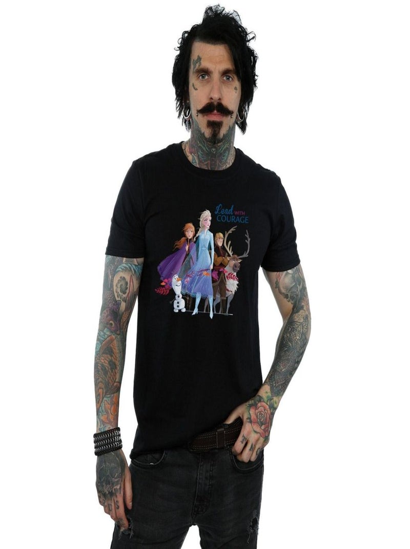 Disney - T-shirt La Reine des Neiges LEAD COURAGE Noir - Kiabi