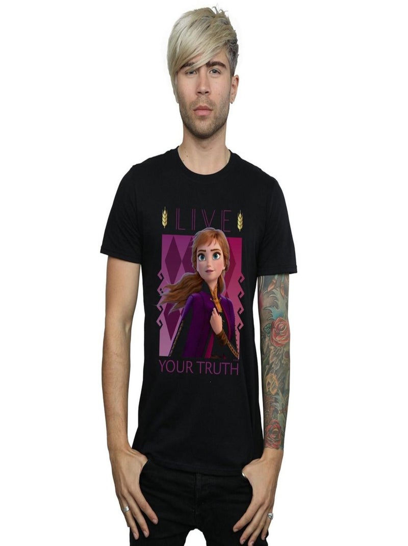 Disney - T-shirt La Reine des Neiges LIVE YOUR TRUTH Noir - Kiabi