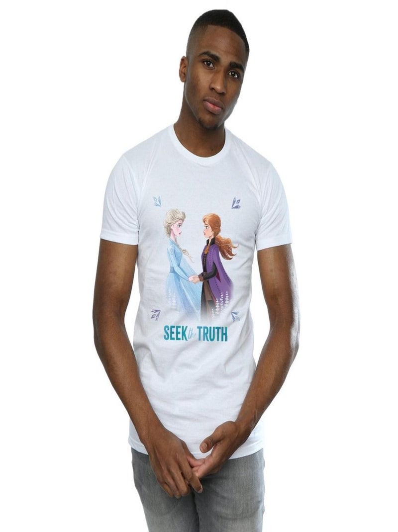 Disney - T-shirt La Reine des Neiges SEEK THE TRUTH Blanc - Kiabi