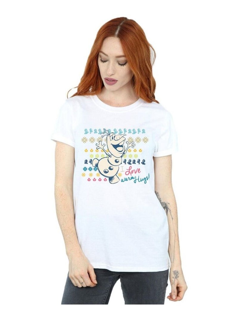 Disney - T-shirt La Reine des Neiges WARM HUGS Blanc - Kiabi
