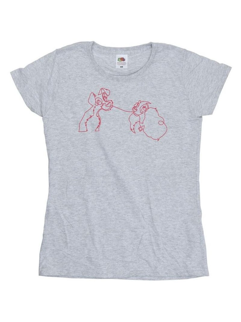 Disney - T-shirt LADY AND THE TRAMP Gris chiné - Kiabi