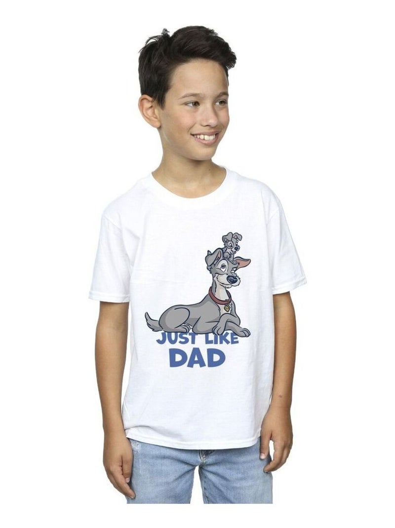 Disney - T-shirt LADY AND THE TRAMP JUST LIKE DAD Blanc - Kiabi