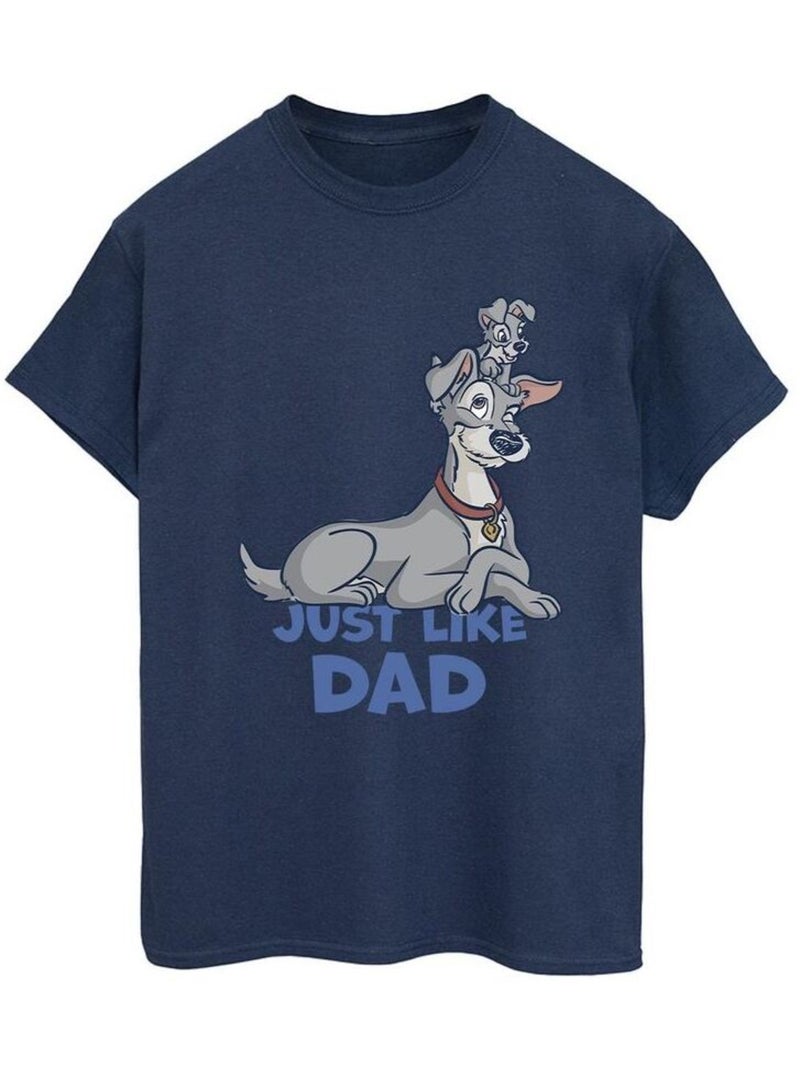 Disney - T-shirt LADY AND THE TRAMP JUST LIKE DAD Bleu marine - Kiabi