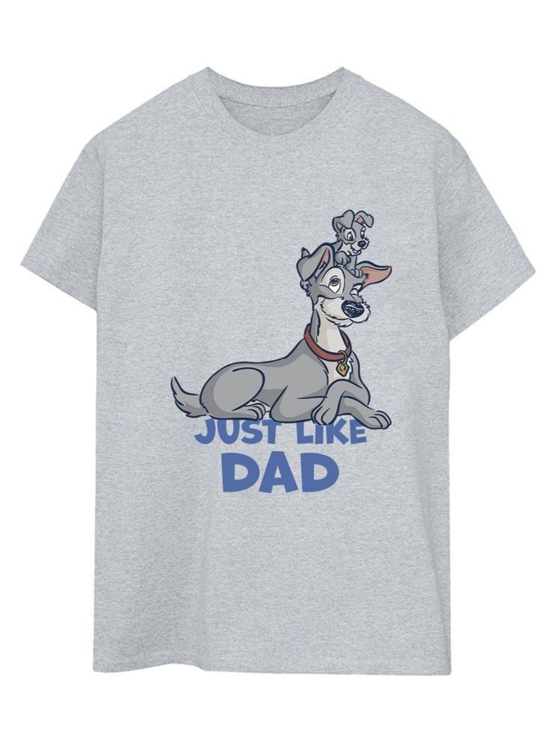 Disney - T-shirt LADY AND THE TRAMP JUST LIKE DAD Gris chiné - Kiabi