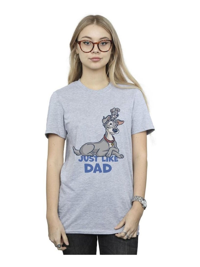 Disney - T-shirt LADY AND THE TRAMP JUST LIKE DAD Gris chiné - Kiabi