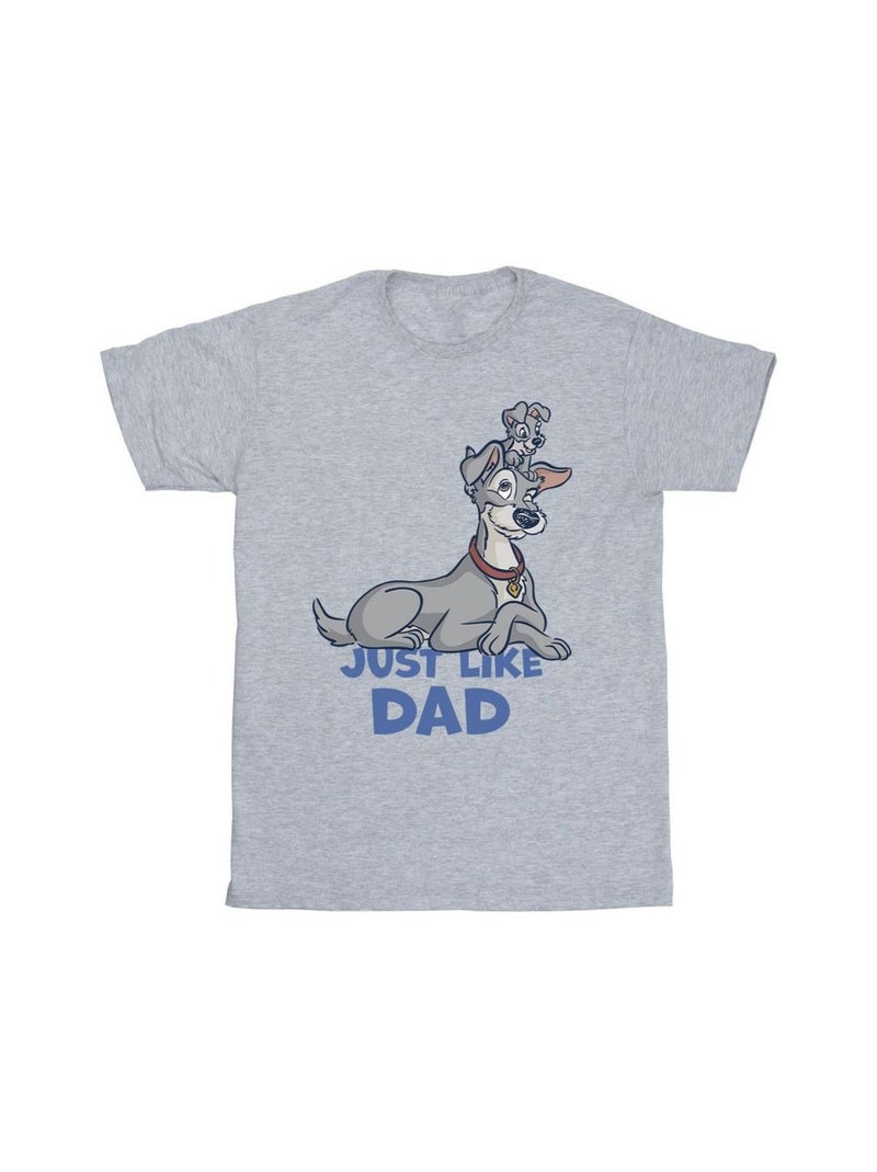 Disney - T-shirt LADY AND THE TRAMP JUST LIKE DAD Gris chiné - Kiabi