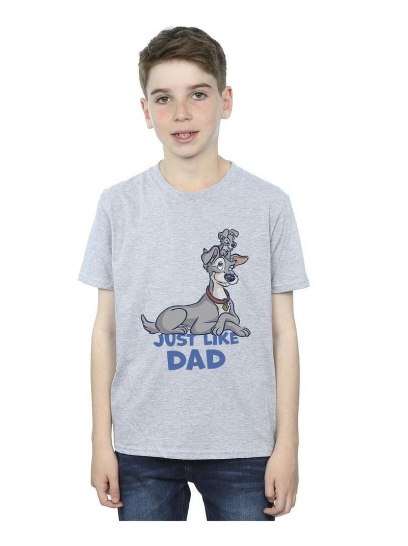 Disney - T-shirt LADY AND THE TRAMP JUST LIKE DAD Gris chiné - Kiabi