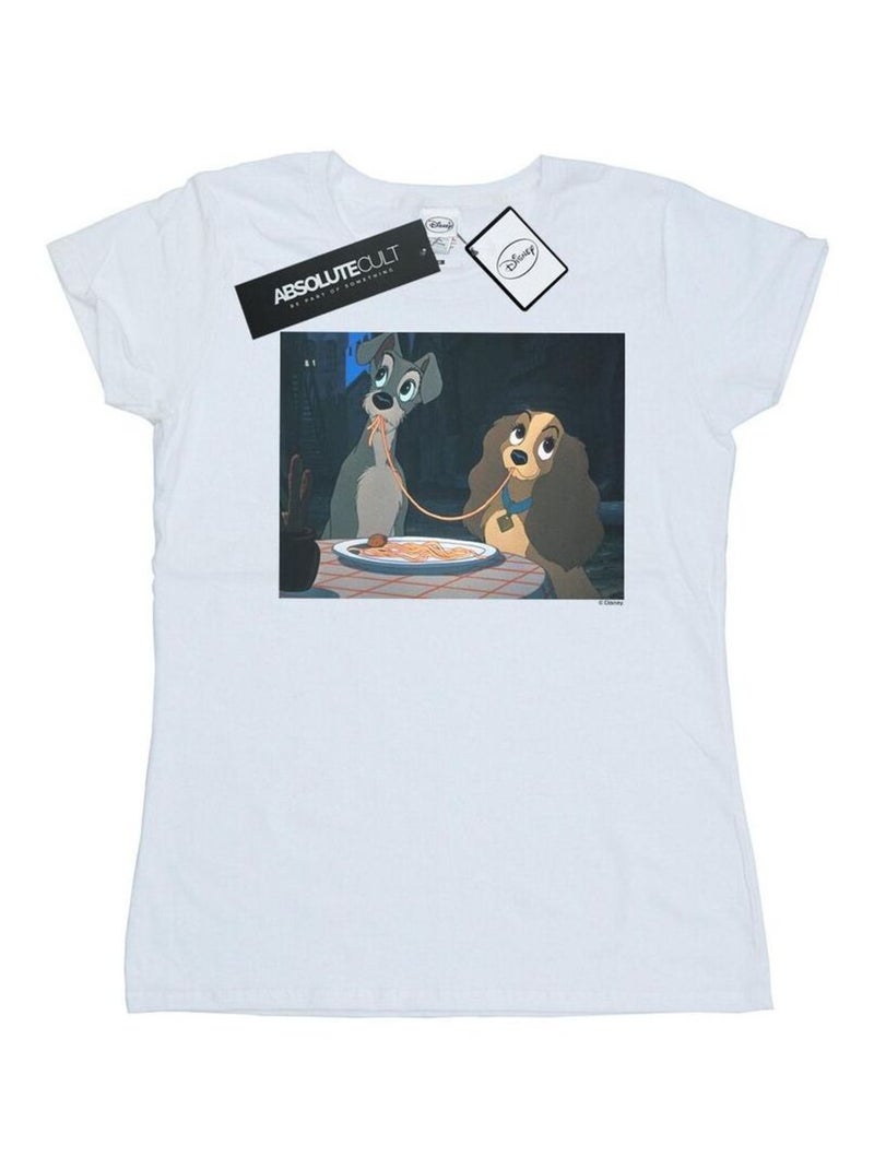 Disney - T-shirt LADY AND THE TRAMP SPAGHETTI SLURP Blanc - Kiabi