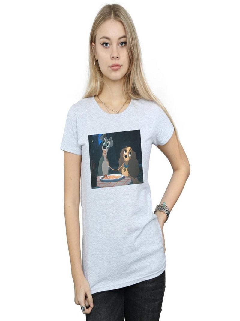 Disney - T-shirt LADY AND THE TRAMP SPAGHETTI SLURP Gris chiné - Kiabi