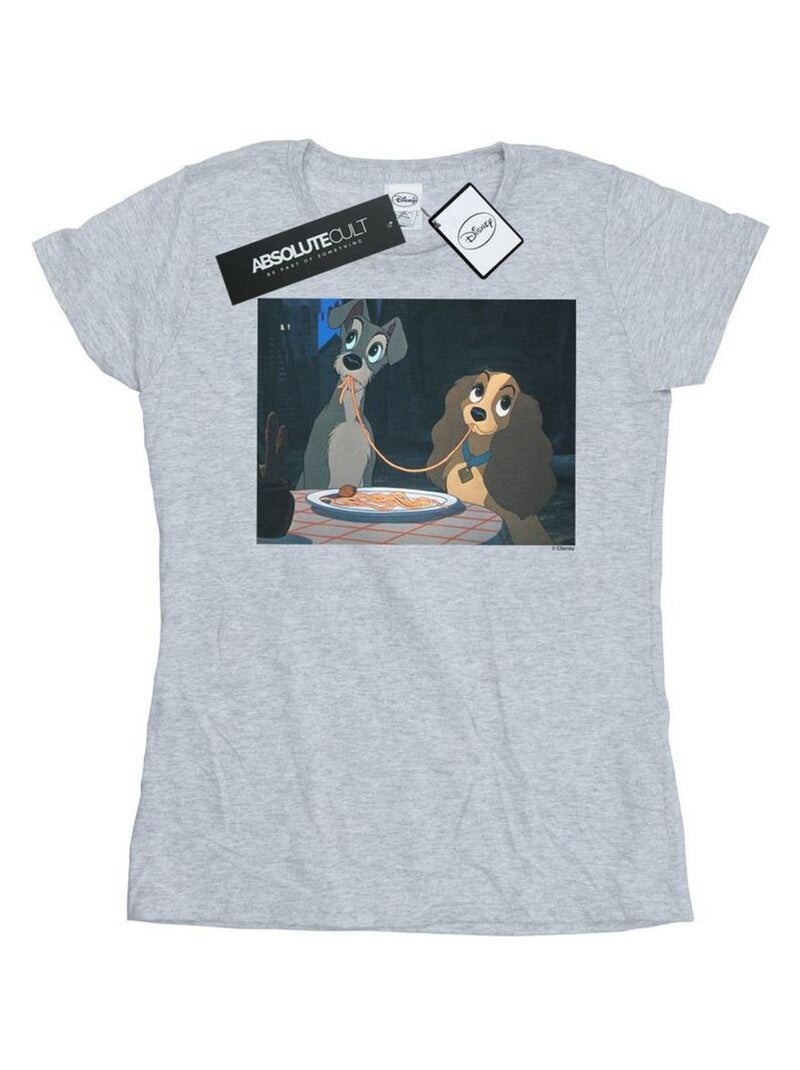 Disney - T-shirt LADY AND THE TRAMP SPAGHETTI SLURP Gris chiné - Kiabi