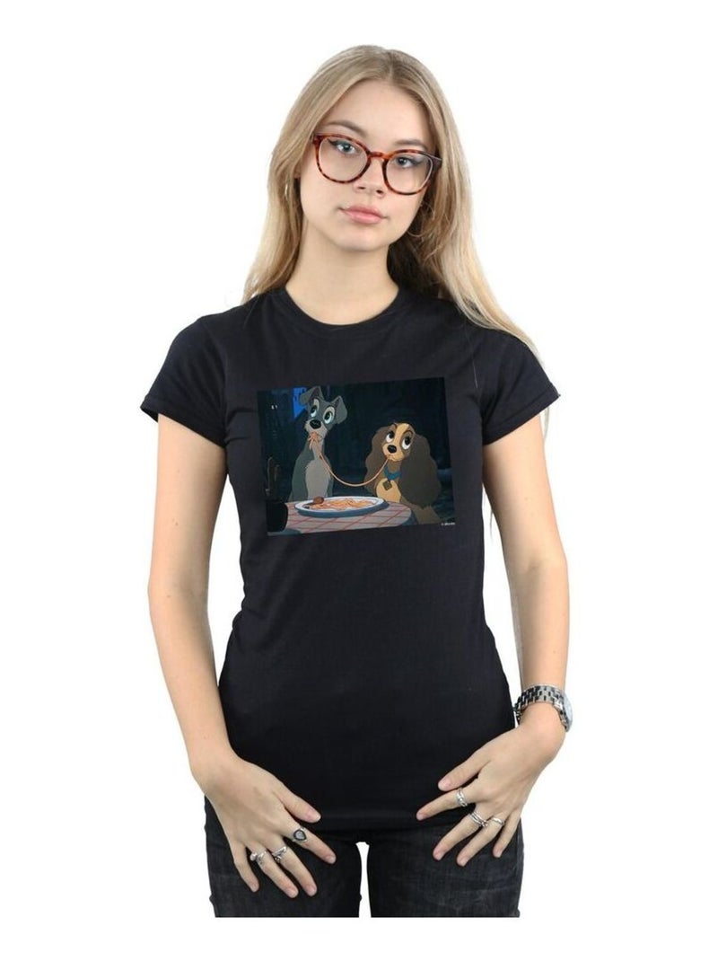 Disney - T-shirt LADY AND THE TRAMP SPAGHETTI SLURP Noir - Kiabi