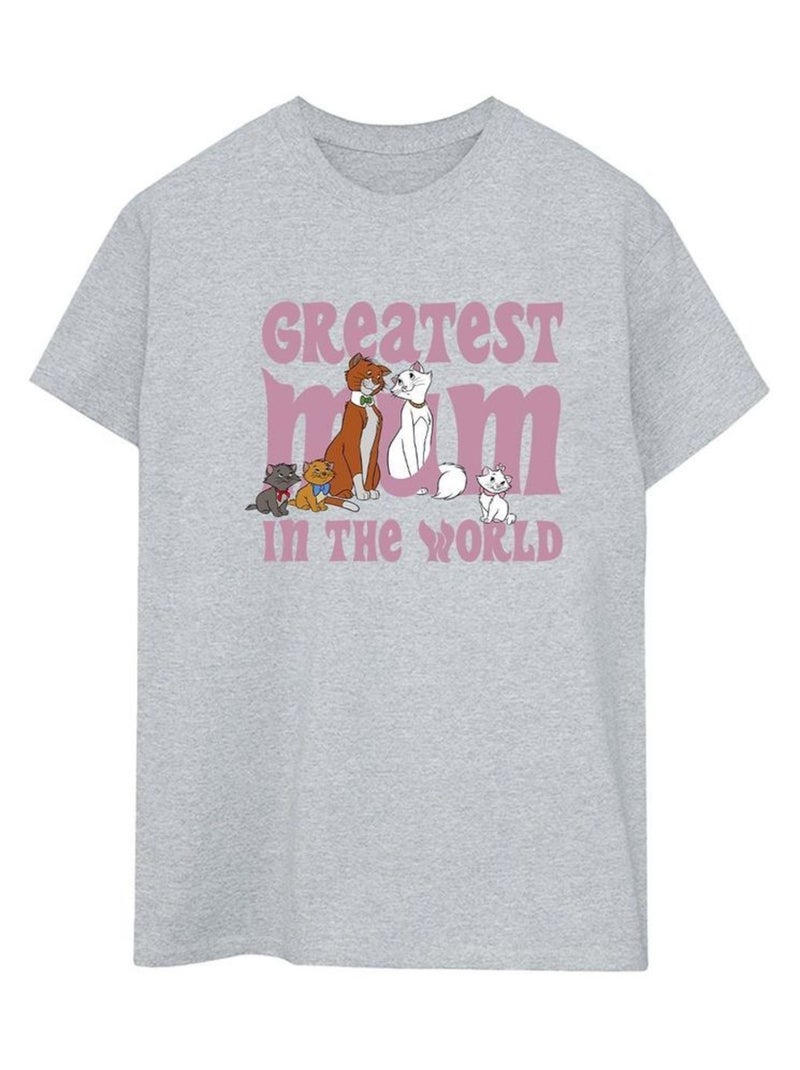 Disney - T-shirt Les Aristochats GREATEST MUM Gris chiné - Kiabi