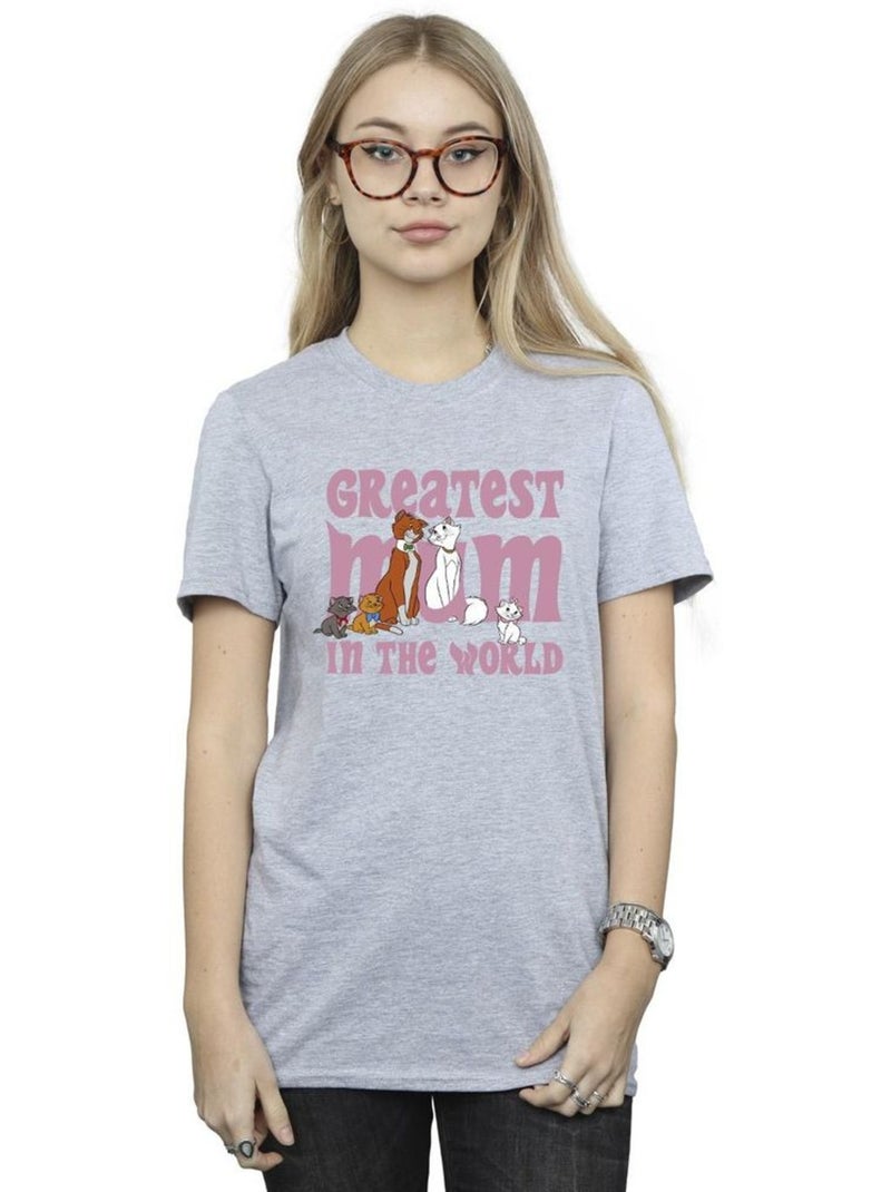 Disney - T-shirt Les Aristochats GREATEST MUM Gris chiné - Kiabi
