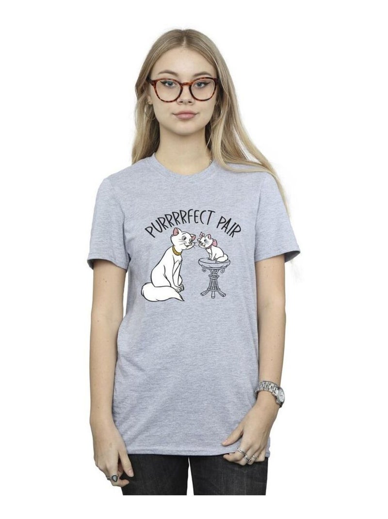 Disney - T-shirt Les Aristochats PURRFECT PAIR Gris chiné - Kiabi
