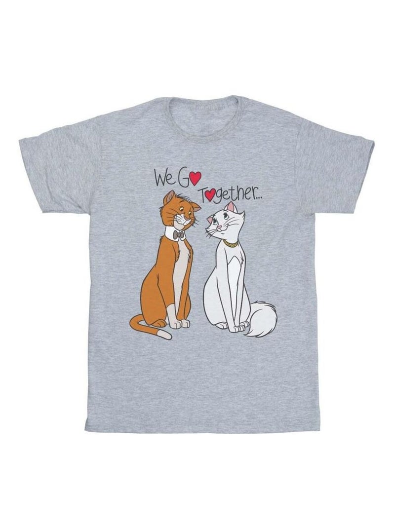 Disney - T-shirt Les Aristochats WE GO TOGETHER Gris chiné - Kiabi